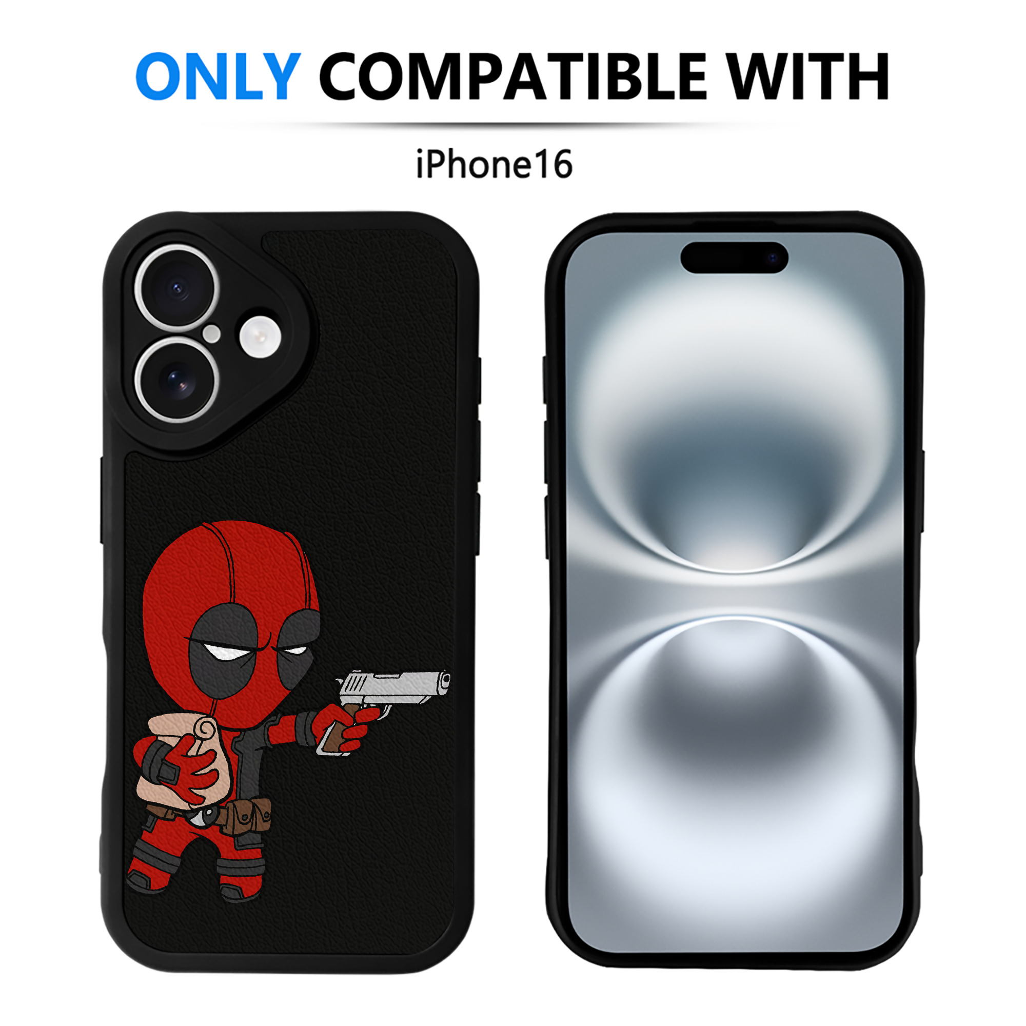 （画像用） Deadpool デッドプール 【iPhone 16シリーズ対応】シリコンスマホケース（レザー調） 材質：シリコン